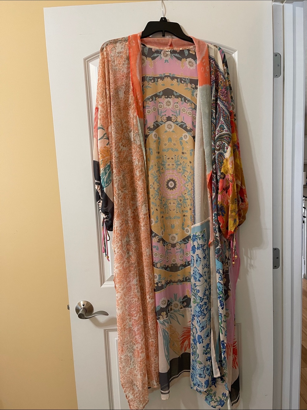 Free People Multicolor Boho Printed Kimono - Coral, Pink, Yellow, Blue, Cream